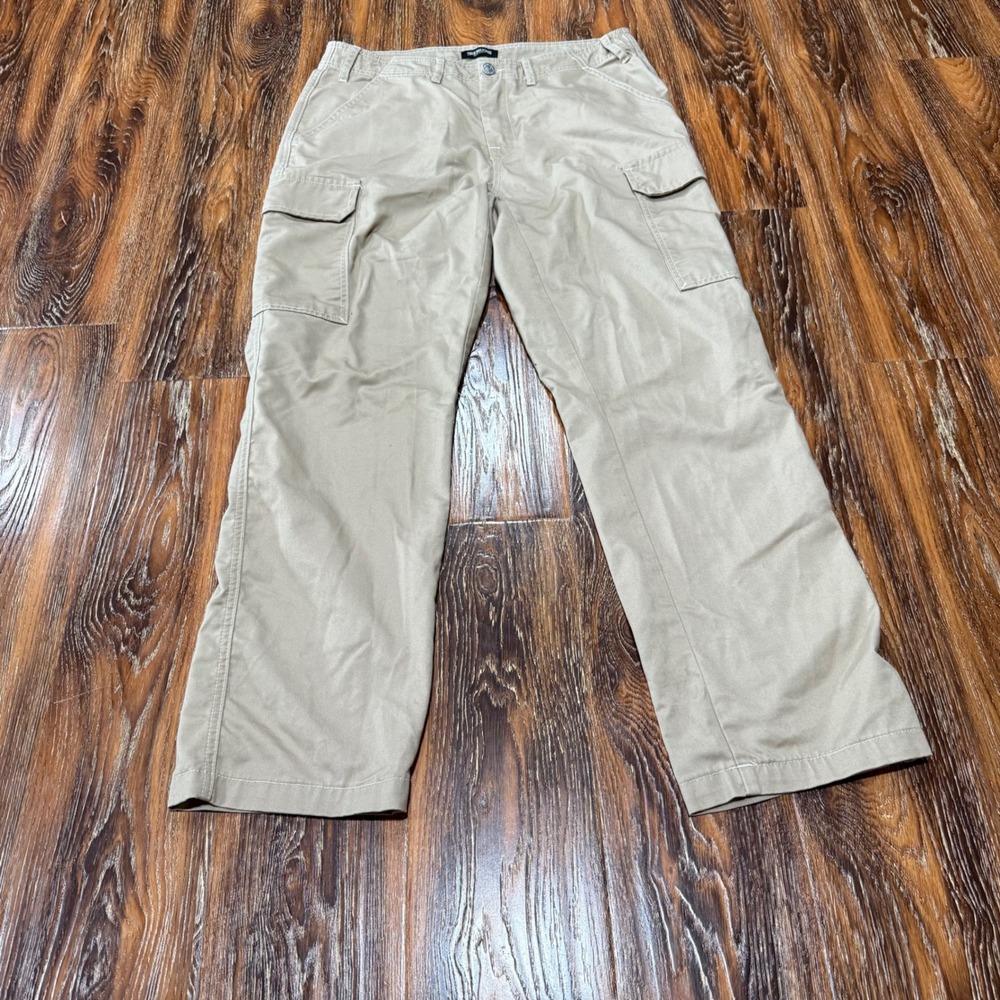 True Religion Size 31 Khaki Cargo Pants Tan Straight‎ Leg Horseshoe Stitching 32